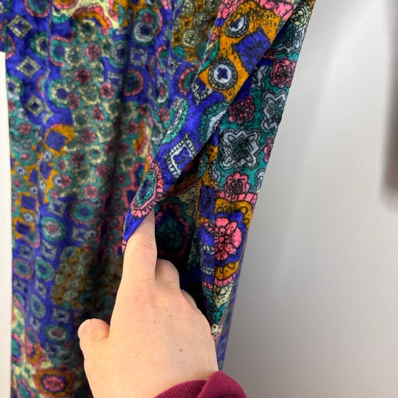 Vintage Robe Womens Large Purple Gold Green Velour Lounger Mandala Psychedelic - Picture 10 of 14